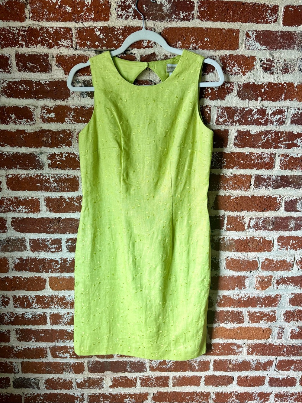 NWOT Y2K Coldwater Creek Green Linen Midi Dress w/ embroidery